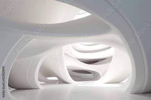 abstract architecture background futuristic white arched interior