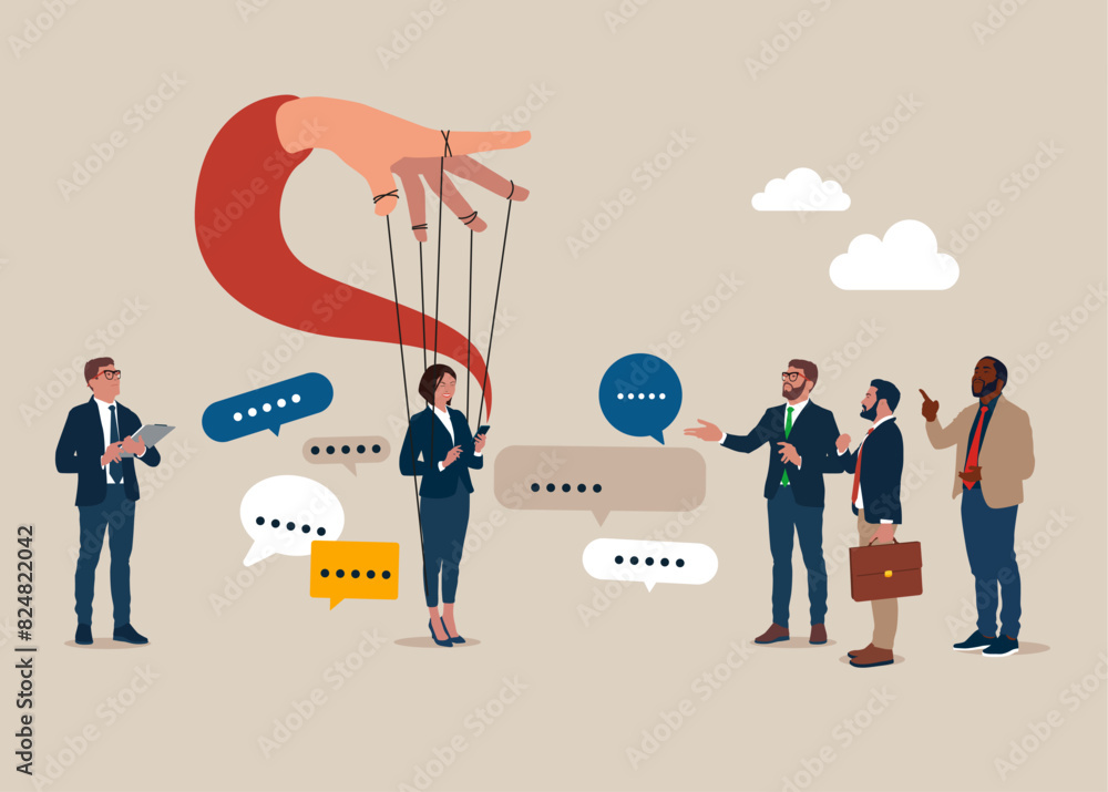 custom made wallpaper toronto digitalMarionette is controlled by smartphone, smartphone addiction design. Flat vector illustration