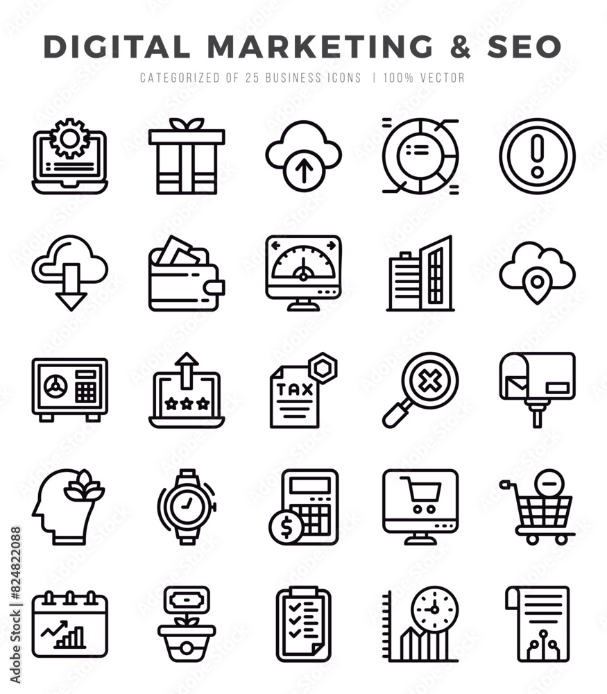 Set of simple Lineal Digital Marketing & SEO Icons. Lineal art icons pack. Set of simple Lineal Digital Marketing & SEO Icons. Lineal art icons pack.