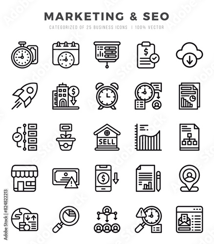 Marketing & SEO Icon Bundle 25 Icons for Websites and Apps