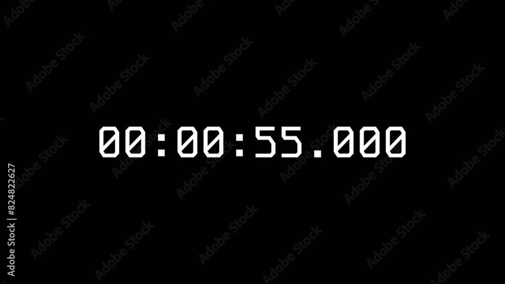 One Minute Countdown to Zero with Alpha Channel and Black Background One Minute Countdown to Zero with Alpha Channel and Black Background