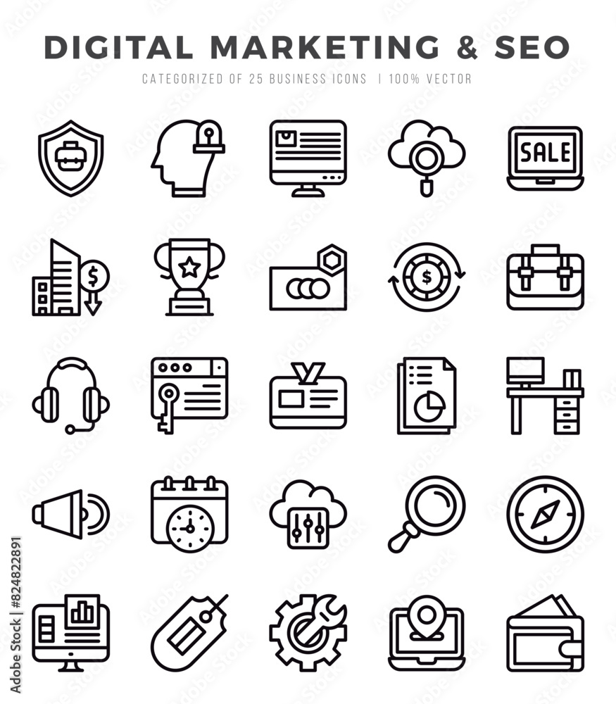 Digital Marketing & SEO icons Pack. Lineal icons set. Digital Marketing & SEO collection set. Digital Marketing & SEO icons Pack. Lineal icons set. Digital Marketing & SEO collection set.