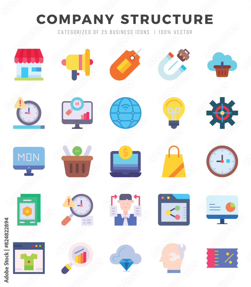 Set of Flat Company Structure Icons. Flat art icon. Vector illustration Set of Flat Company Structure Icons. Flat art icon. Vector illustration