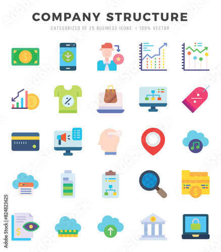 Company Structure icons set for website and mobile site and apps.