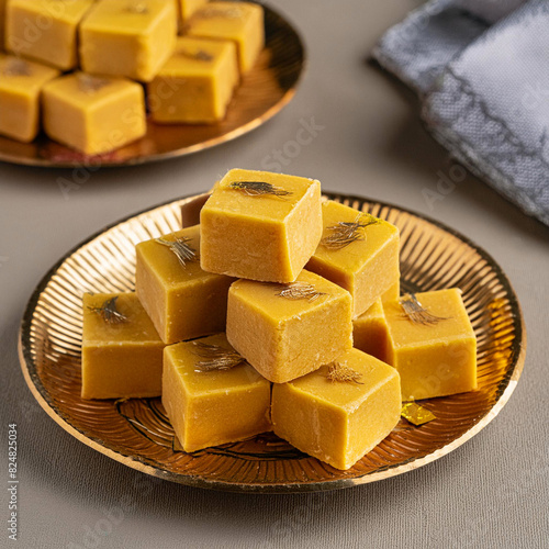 Mysore pak served on a plate. photo