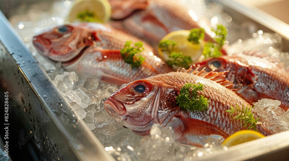 Capturing the process of marinating fish with a variety of seasonings Capturing the process of marinating fish with a variety of seasonings