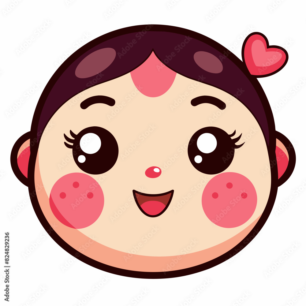 Obraz premium Cute Cheek Drawing, Cheek Colorful Flat Illustration