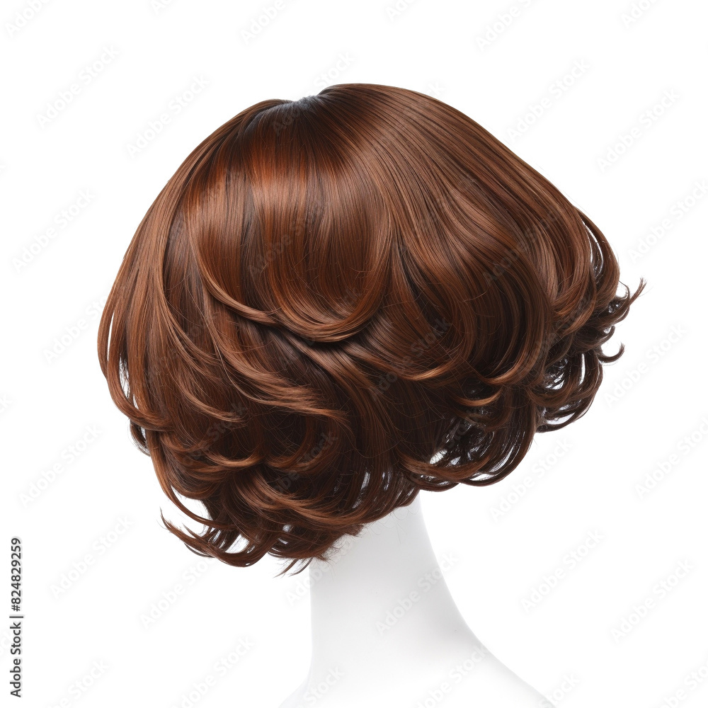 Fototapeta premium Fashionable short brown bob wig on mannequin