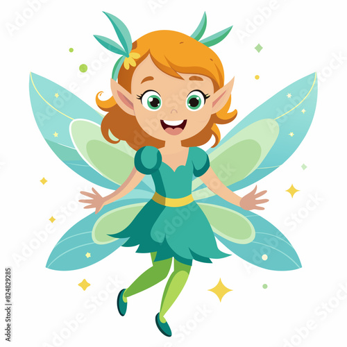 Cute Fairy Drawing, Fairy Colorful Flat Illustration