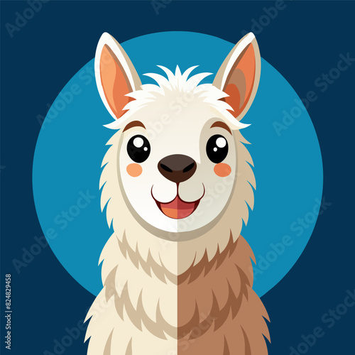 Cute Llama Drawing, Llama Colorful Flat Illustration