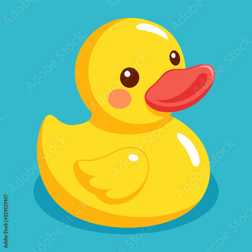 Cute Rubber Ducky Drawing, Rubber Ducky Colorful Flat Illustration