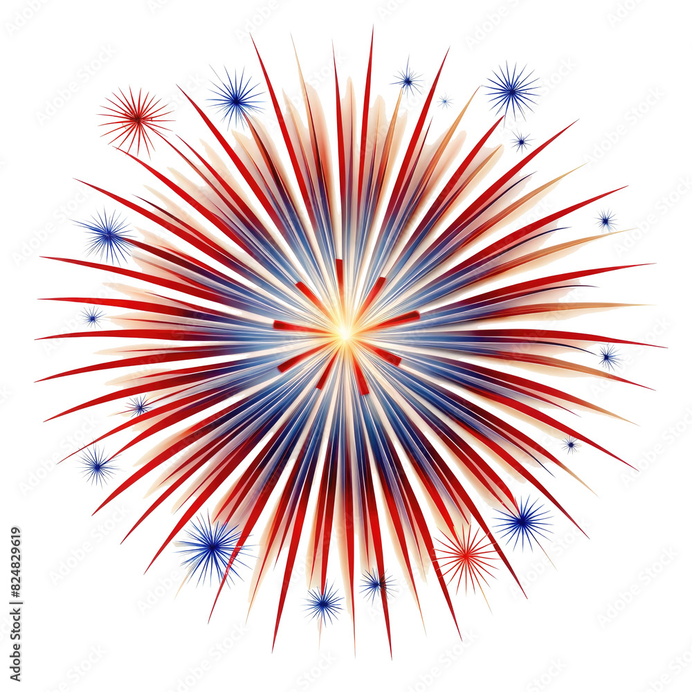 Independence Day fireworks on July 4 isolated on transparent background. Independence Day fireworks on July 4 isolated on transparent background.