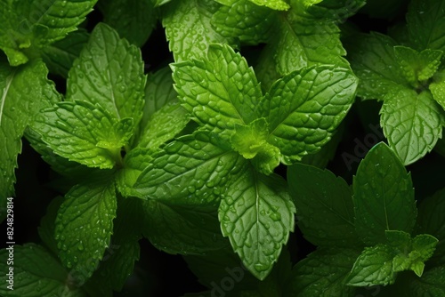 Mint Leaves: Close-ups of fresh mint leaves.