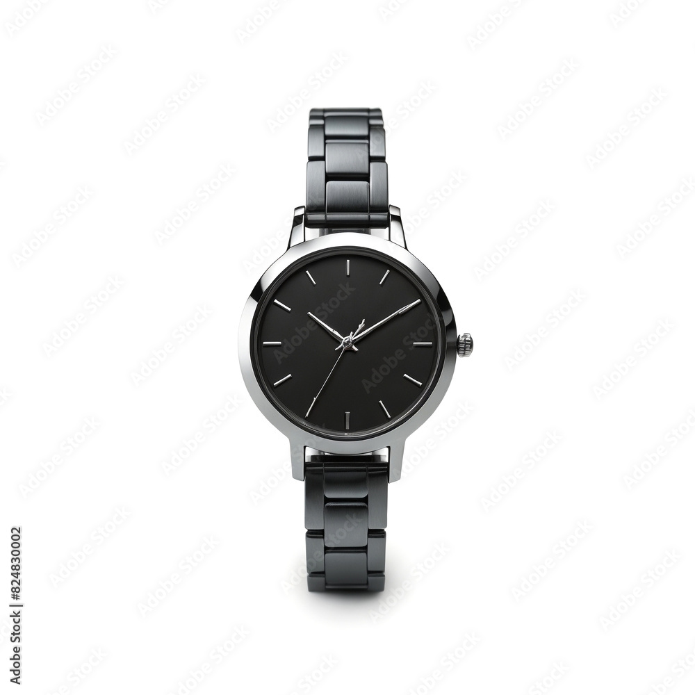 Elegant black wristwatch on white background Elegant black wristwatch on white background
