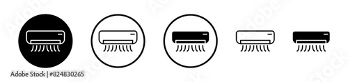 Air Conditioner icon set. Office AC vector symbol and home air conditioning service sign.