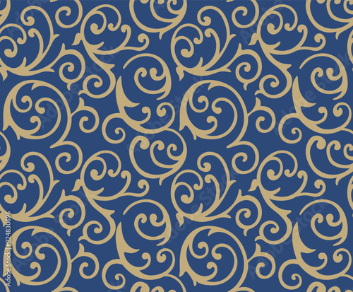 Japanese Curl Art Vine Vector Seamless Pattern