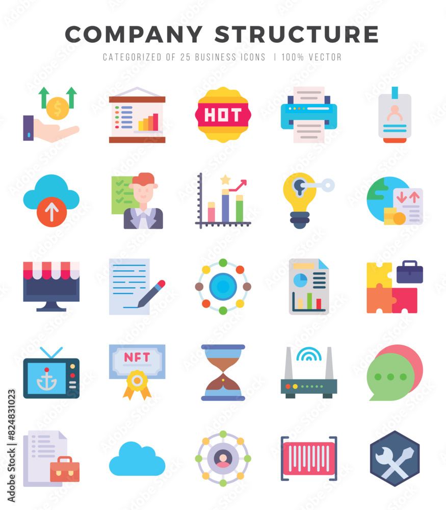 Simple Set of Company Structure Related Vector Flat Icons. Simple Set of Company Structure Related Vector Flat Icons.