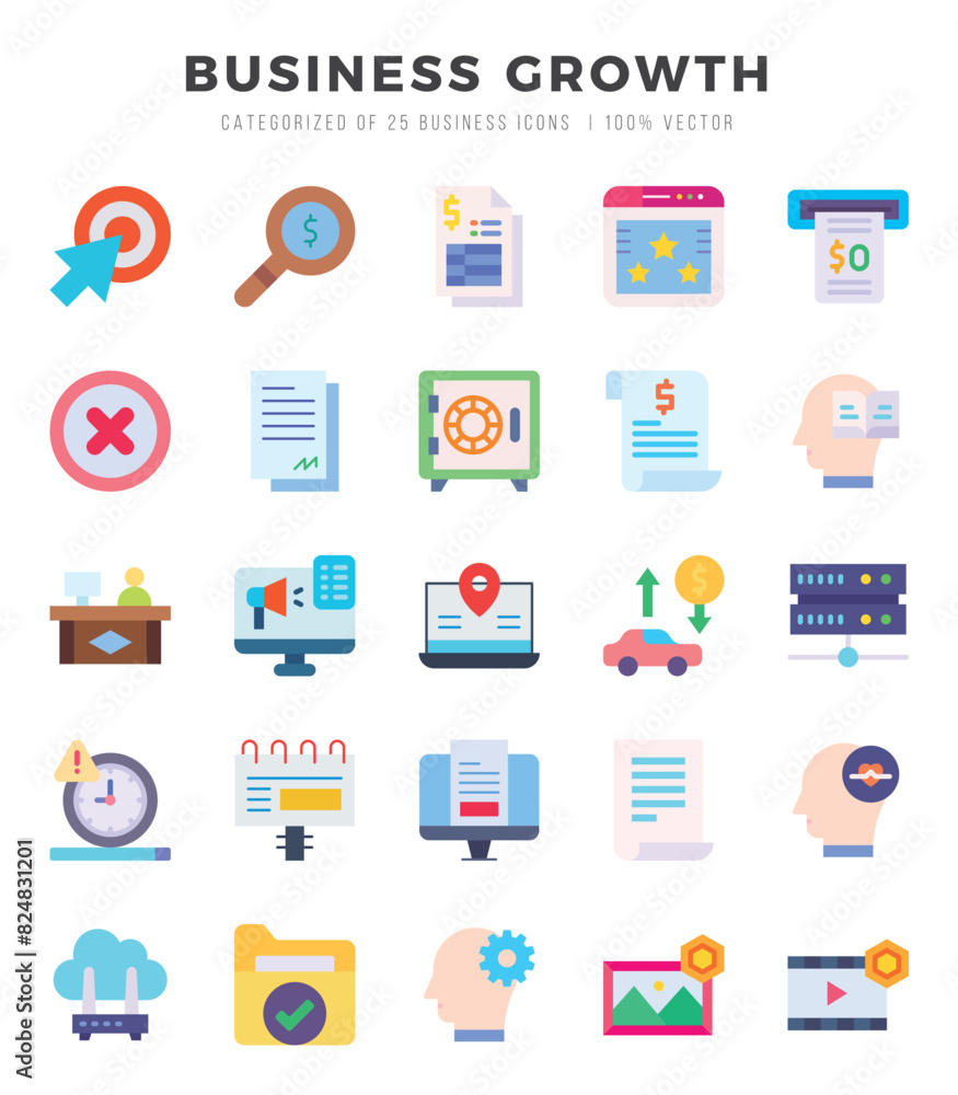 Simple Set of Business Growth Related Vector Flat Icons.