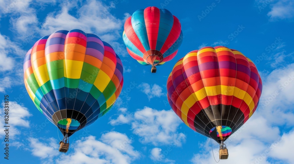 Group of colorful hot air balloons taking flight Group of colorful hot air balloons taking flight