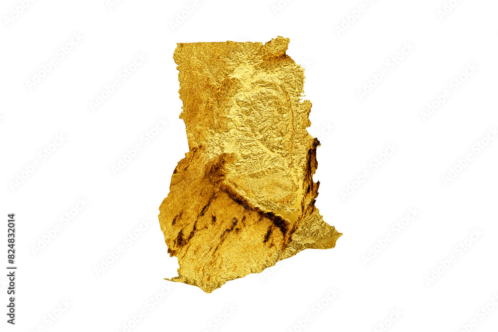 Ghana Map Golden metal Color Height map 3d illustration
Ghana Map Golden metal Color Height map 3d illustration