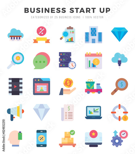 Simple Set of Business Start Up Related Vector Flat Icons.
