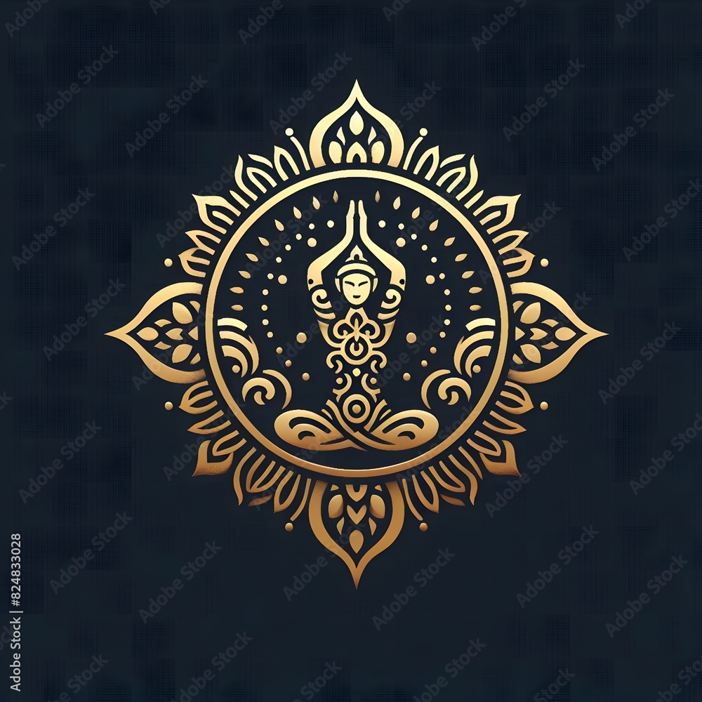 AI Generate of Luxury Yoga Meditation Logo Concept Stock Vector with Dark Black Background AI Generate of Luxury Yoga Meditation Logo Concept Stock Vector with Dark Black Background