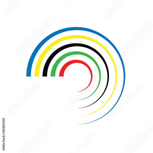 Background with colored rings frame, OLympic abstract ring icon. Oylmpic 2024.