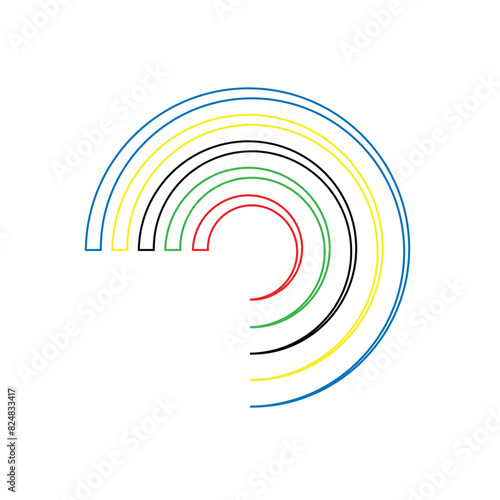 Background with colored rings frame, OLympic abstract ring icon. Oylmpic 2024.