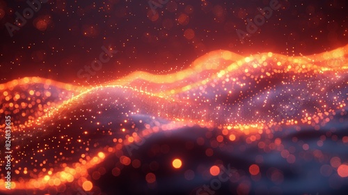 Abstract 3D Background. Glowing lines and nodes form a network in 3D, creating an intricate web pulsing with rhythmic light.