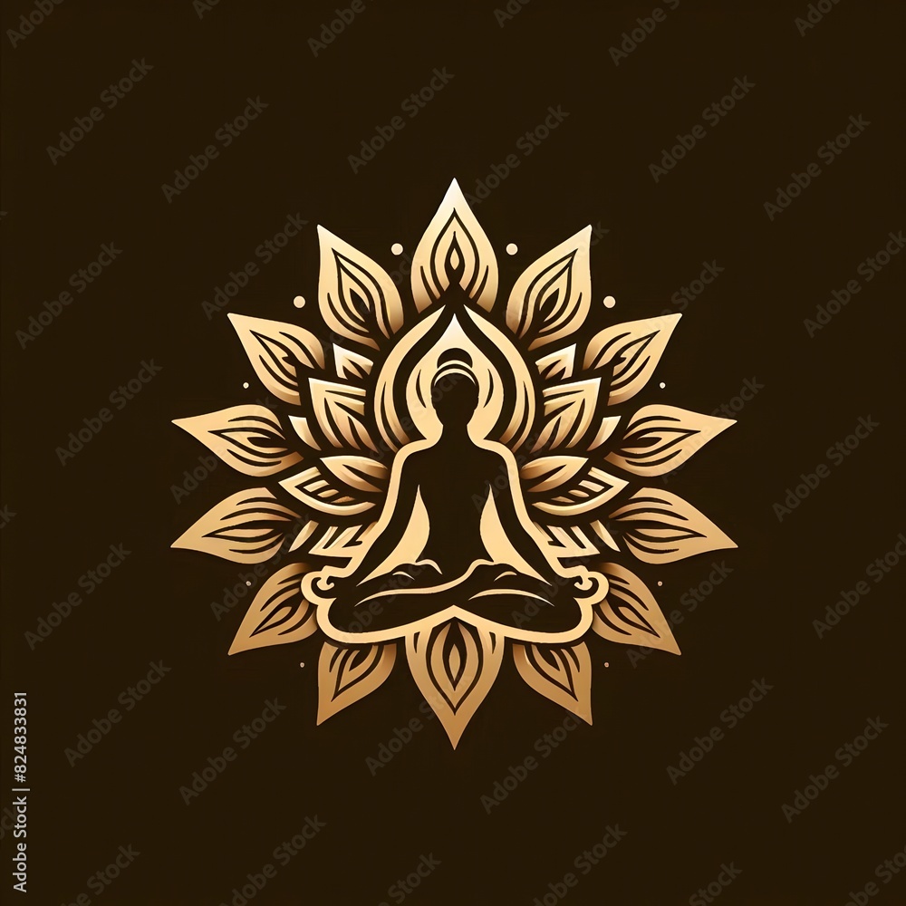 AI Generate of Luxury Yoga Meditation Logo Concept Stock Vector with Dark Black Background AI Generate of Luxury Yoga Meditation Logo Concept Stock Vector with Dark Black Background