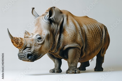 Digital artwork of rhinoceros isolated on a white background  high quality  high resolution