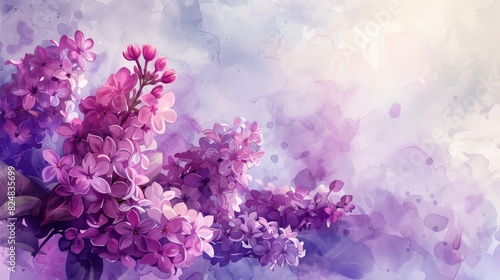 A beautiful watercolor painting of purple lilacs
