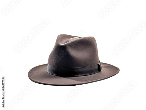 a brown hat with a black band