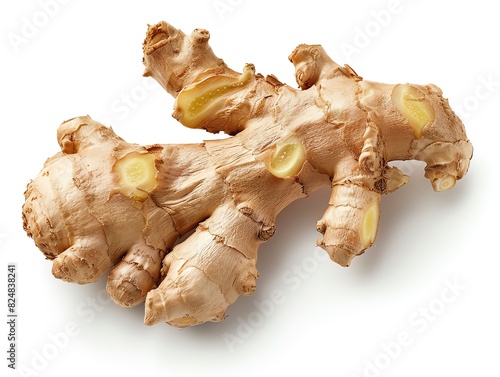 Fresh ginger root isolated on white background.