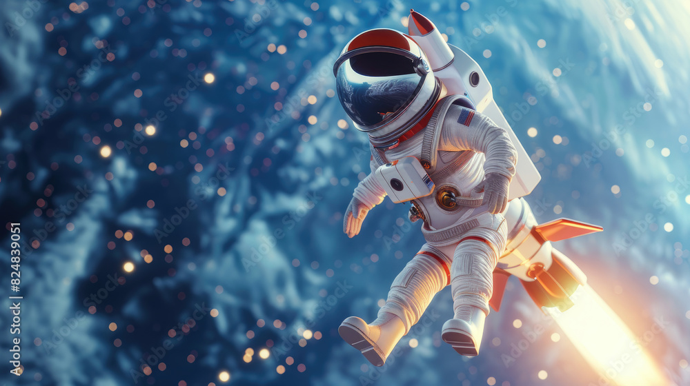 Fototapeta premium 3D Rendered Image of Astronaut in Space