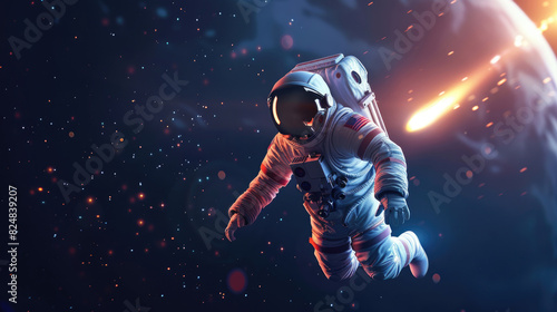 3D Rendered Image of Astronaut in Space