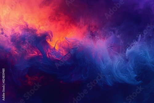 Depicting a purple, blue and orange abstracts, high quality, high resolution