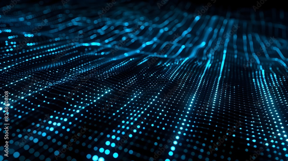 Glowing Data Grid in Futuristic Blue and Black Digital Landscape Glowing Data Grid in Futuristic Blue and Black Digital Landscape