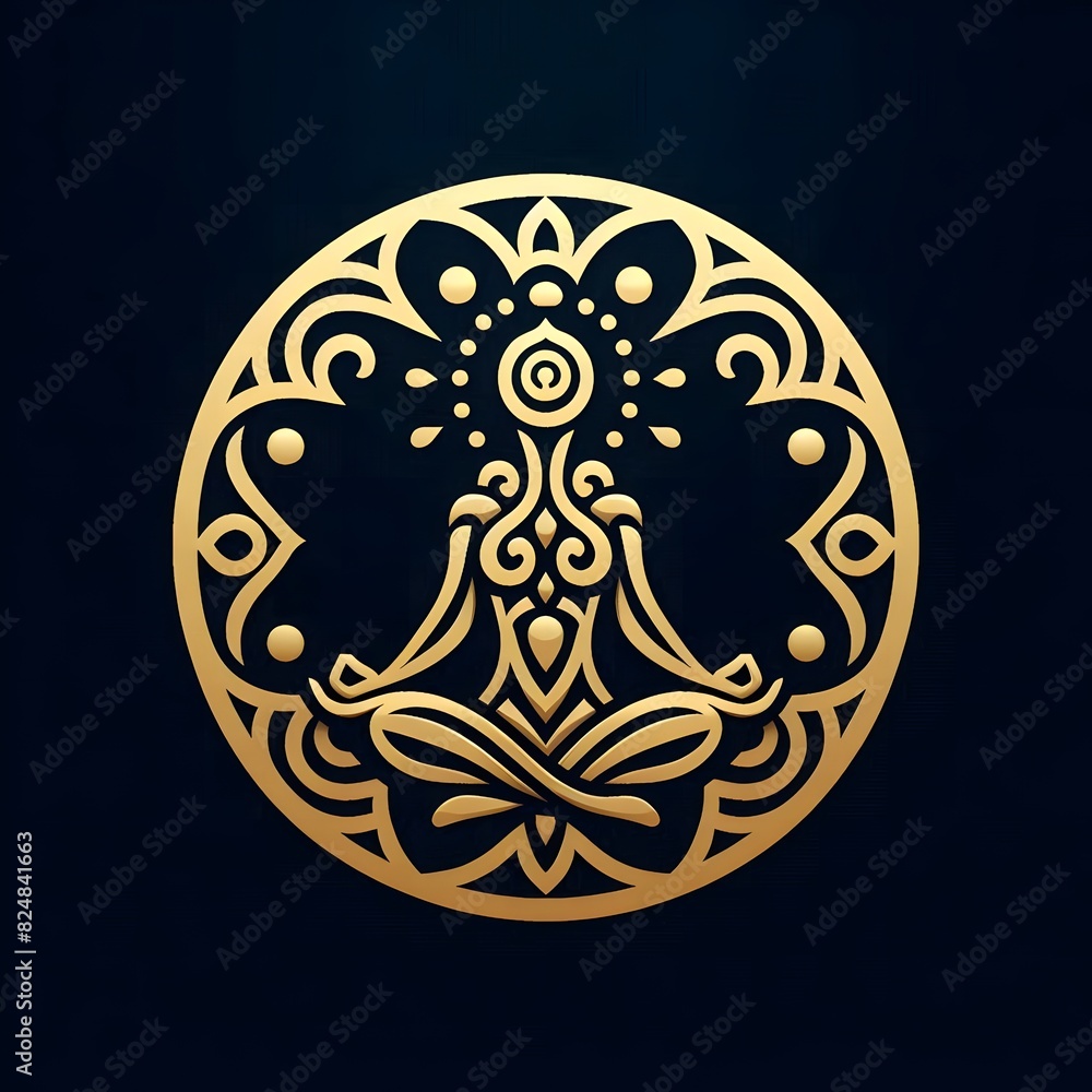 AI Generate of Luxury Yoga Meditation Logo Concept Stock Vector with Dark Black Background AI Generate of Luxury Yoga Meditation Logo Concept Stock Vector with Dark Black Background