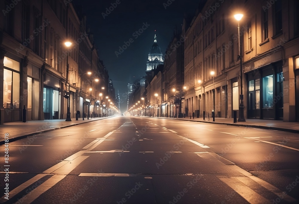 night view for road in city 