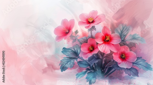 Exquisite watercolor painting of pink roses.