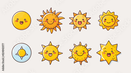 Cute hand drawn sun character vector collection Carto