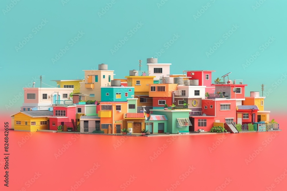 3d illustration of A slum community