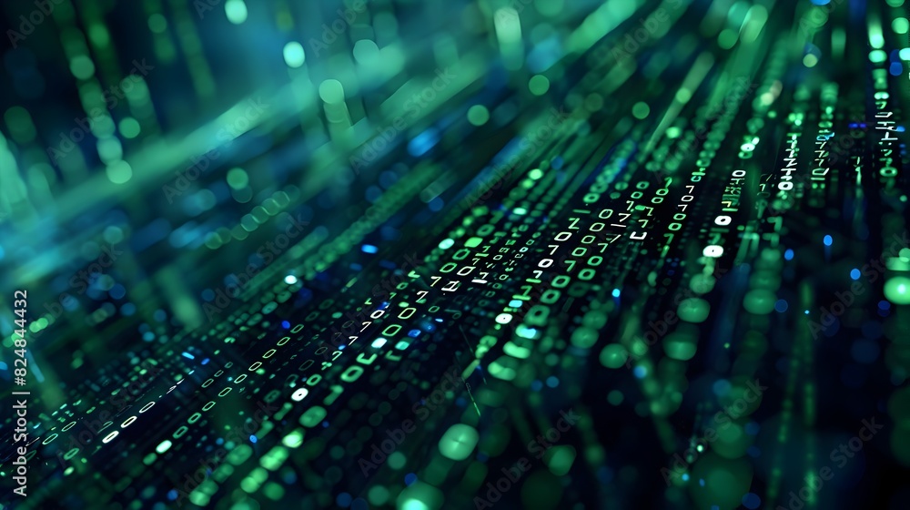 Binary Code Streams Flowing in Futuristic Matrix Backdrop with Ample Space for Text Binary Code Streams Flowing in Futuristic Matrix Backdrop with Ample Space for Text