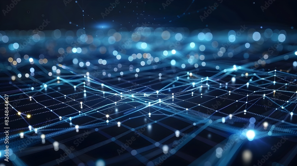 Fototapeta premium Illuminated Cybernetic Grid Dynamic Data Visualization in Futuristic Digital Realm
