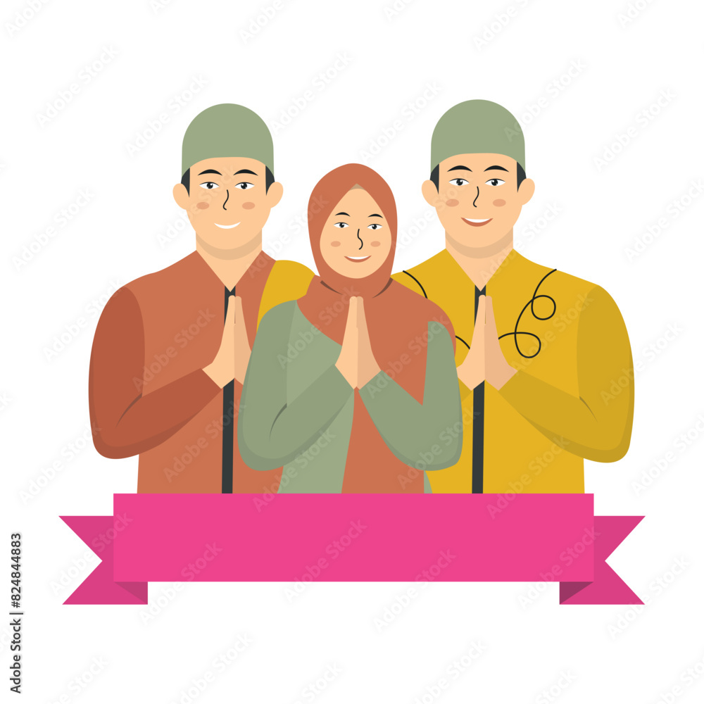 Collection of Muslim Women Greeting Al Adha For Templet Element Design Collection of Muslim Women Greeting Al Adha For Templet Element Design