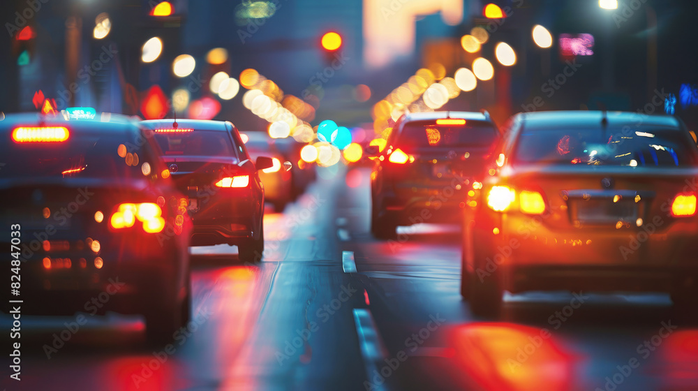 Blurred Lights of Cars on Night Street Blurred Lights of Cars on Night Street