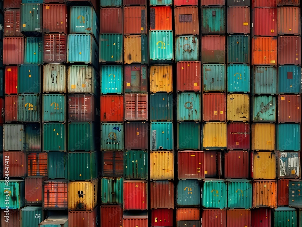 Fototapeta premium Shipping and Storage: A Glimpse of Cargo Containers in Shanghai Harbor