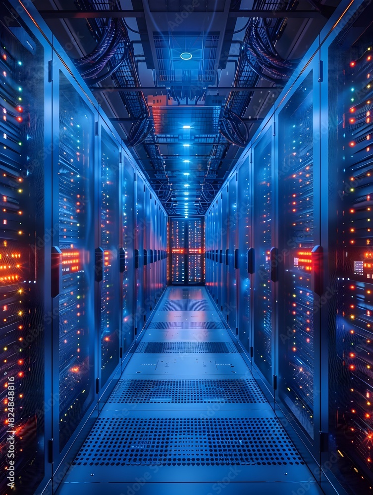 Obraz premium StateoftheArt Magazine Server Room Secure IT Infrastructure