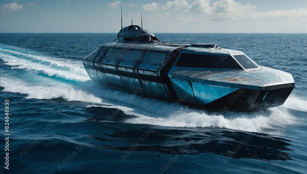 Fototapeta premium futuristic hovercraft speeding